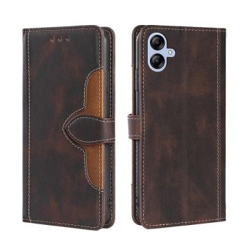 For Samsung Galaxy A04E Skin Feel Magnetic Buckle Leather Phone Case(Brown)