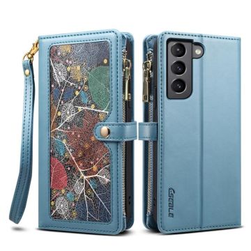 For Samsung Galaxy S22+ 5G ESEBLE Star Series Lanyard Zipper Wallet RFID Leather Case(Blue)