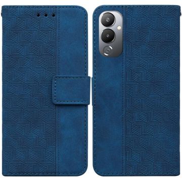 For Tecno Pova 4 Geometric Embossed Leather Phone Case(Blue)