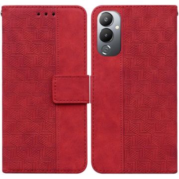 For Tecno Pova 4 Geometric Embossed Leather Phone Case(Red)