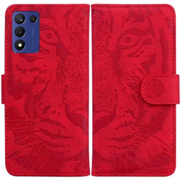 For Realme Q3S / Q3T / 9 SE / 9 5G Speed Tiger Embossing Pattern Leather Phone Case(Red)
