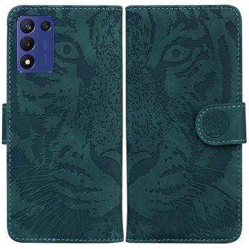 For Realme Q3S / Q3T / 9 SE / 9 5G Speed Tiger Embossing Pattern Leather Phone Case(Green)