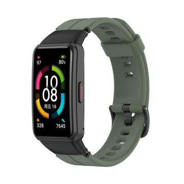 For Honor Band 7 Solid Color Silicone Watch Band(Olive Green)