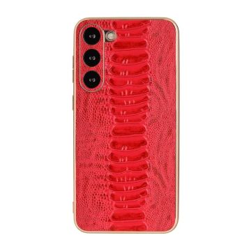 For Samsung Galaxy S23 5G Genuine Leather Weilai Series Nano Electroplating Phone Case(Red)