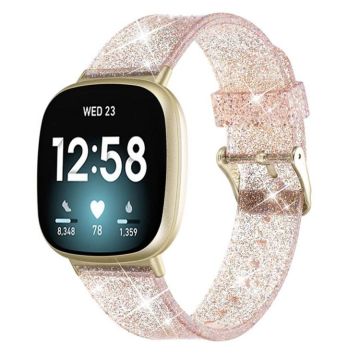 For Fitbit Versa 4 / Sense 2 Universal Flash Powder TPU Watch Band(Rose Gold)