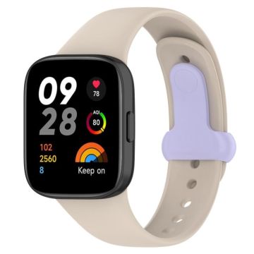 For Redmi Watch 3 Nail Button Silicone Watch Band(Ivory White+Light Purple)