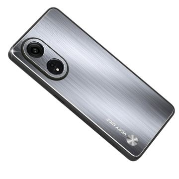 For OPPO A1 Pro / A98 Metal Brushed Texture Shockproof Phone Case(Silver)