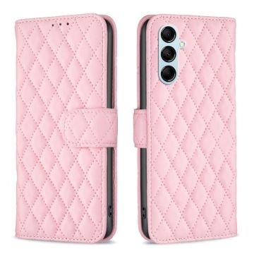 For Samsung Galaxy M14 5G Diamond Lattice Wallet Leather Flip Phone Case(Pink)
