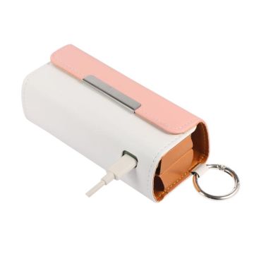 For IQOS ILUMA Portable Contrasting Color Electronic Cigarette Storage Bag with Hanging Loop(Pink + White)