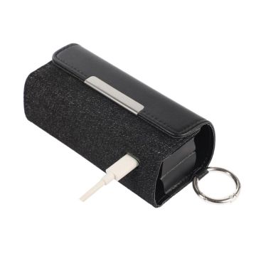 For IQOS ILUMA Portable Contrasting Color Electronic Cigarette Storage Bag with Hanging Loop(Black + Denim Black)