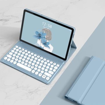 For Lenovo Tab M10 Plus 10.6 3rd Gen 2022 YM-LX106 Round Key Detachable Bluetooth Tablet Keyboard Leather Case without Mouse(Blue)