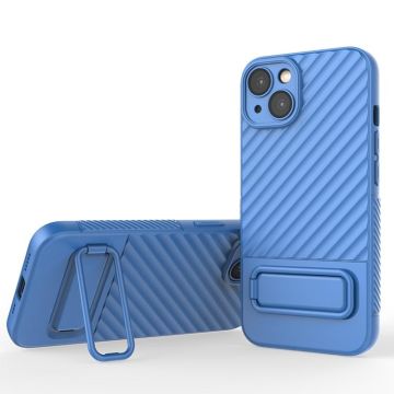 For iPhone 13 Wavy Texture TPU Phone Case with Lens Film(Blue)