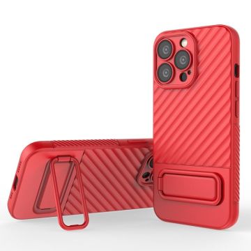 For iPhone 13 Pro Wavy Texture TPU Phone Case with Lens Film(Red)