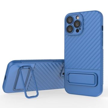 For iPhone 13 Pro Max Wavy Texture TPU Phone Case with Lens Film(Blue)