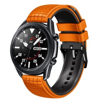 22mm Universal Mesh Two-Tone Silicone Watch Band(Orange Black)