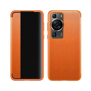 For Huawei P60 Leather + TPU Frame Shockproof Phone Case(Orange)