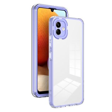 For Samsung Galaxy A04e 3 in 1 Clear TPU Color PC Frame Phone Case(Purple)