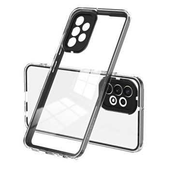 For Samsung Galaxy A72 4G/5G 3 in 1 Clear TPU Color PC Frame Phone Case(Black)