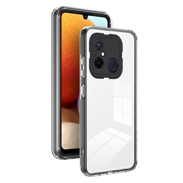 For Xiaomi Redmi 12C 3 in 1 Clear TPU Color PC Frame Phone Case(Black)