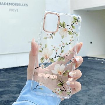 For Samsung Galaxy A34 5G High Translucent Electroplating Flower Pattern TPU + PC Phone Case(Magnolia)