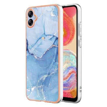 For Samsung Galaxy A04e Electroplating Marble Dual-side IMD Phone Case(Blue 018)