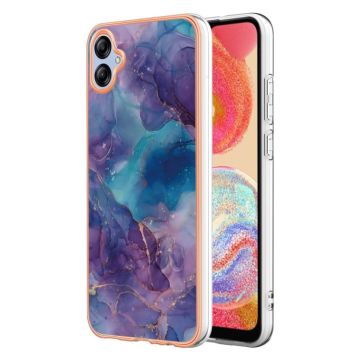For Samsung Galaxy A04e Electroplating Marble Dual-side IMD Phone Case(Purple 016)