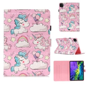 For iPad Pro 11 (2020) 3D Colored Drawing Horizontal Flip Leather Tablet Case, with Sleep / Wake-up Function & Holder & Card Slo & Wallet(Pink Pony)