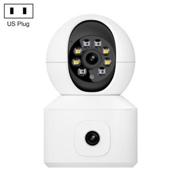 ESCAM QF010 2x2MP Dual Lens Dual Screen Surveillance WiFi Camera Support Two-way Voice & Motion Detection(US Plug)