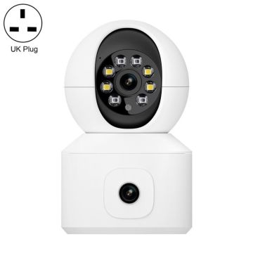 ESCAM QF010 2x2MP Dual Lens Dual Screen Surveillance WiFi Camera Support Two-way Voice & Motion Detection(UK Plug)
