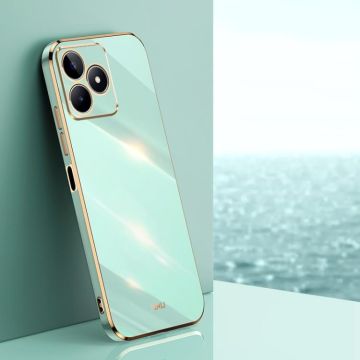For Realme C53 2023 XINLI Straight 6D Plating Gold Edge TPU Phone Case(Mint Green)