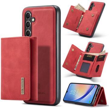 For Samsung Galaxy A34 5G DG.MING M1 Series 3-Fold Multi Card Wallet + Magnetic Phone Case(Red)