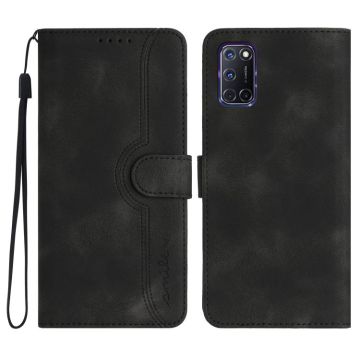 For OPPO A52 / A72 / A92 Heart Pattern Skin Feel Leather Phone Case(Black)