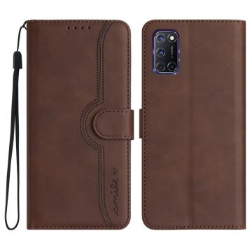 For OPPO A52 / A72 / A92 Heart Pattern Skin Feel Leather Phone Case(Brown)