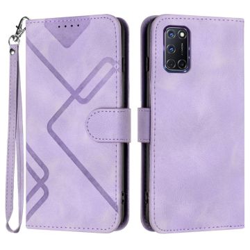 For OPPO A52 / A72 / A92 Line Pattern Skin Feel Leather Phone Case(Light Purple)