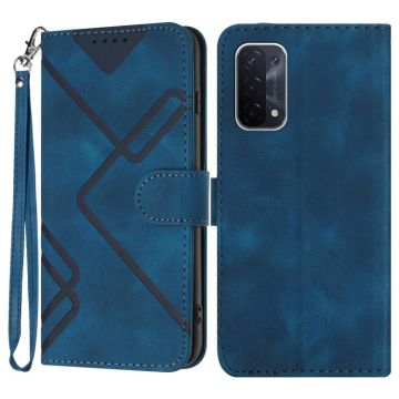 For OPPO A74 5G/A93 5G/A54 5G Line Pattern Skin Feel Leather Phone Case(Royal Blue)