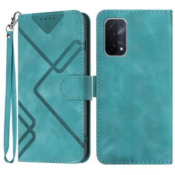 For OPPO A74 5G/A93 5G/A54 5G Line Pattern Skin Feel Leather Phone Case(Light Blue)