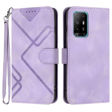 For OPPO A94 4G/A95 5G/Reno5 Z Line Pattern Skin Feel Leather Phone Case(Light Purple)