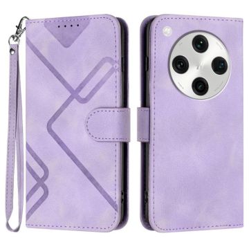 For OPPO Find X8 Pro Line Pattern Skin Feel Leather Phone Case(Light Purple)