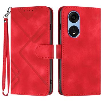 For OPPO A1 Pro / Reno8 T 5G Global Line Pattern Skin Feel Leather Phone Case(Red)