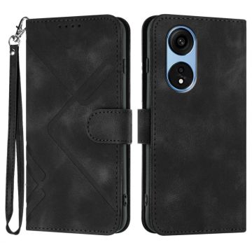 For OPPO A1 Pro / Reno8 T 5G Global Line Pattern Skin Feel Leather Phone Case(Black)