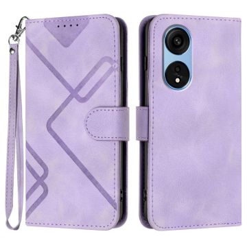 For OPPO A1 Pro / Reno8 T 5G Global Line Pattern Skin Feel Leather Phone Case(Light Purple)
