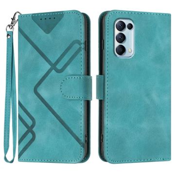 For OPPO Reno5 4G / 5G / Find X3 Lite Line Pattern Skin Feel Leather Phone Case(Light Blue)