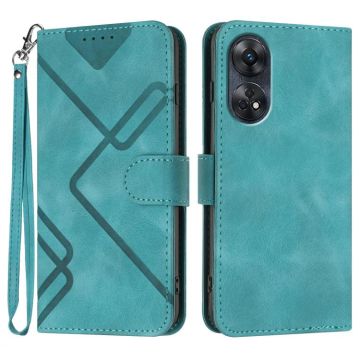 For OPPO Reno8 T 4G Line Pattern Skin Feel Leather Phone Case(Light Blue)