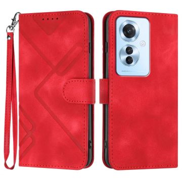For OPPO Reno11 F / F25 Pro Line Pattern Skin Feel Leather Phone Case(Red)