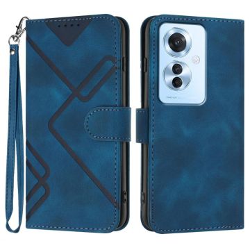 For OPPO Reno11 F / F25 Pro Line Pattern Skin Feel Leather Phone Case(Royal Blue)