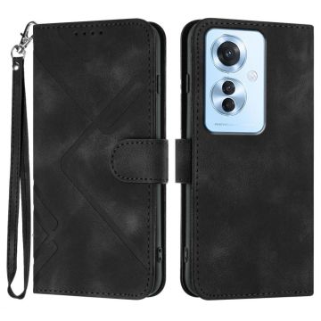 For OPPO Reno11 F / F25 Pro Line Pattern Skin Feel Leather Phone Case(Black)
