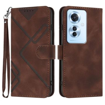 For OPPO Reno11 F / F25 Pro Line Pattern Skin Feel Leather Phone Case(Coffee)
