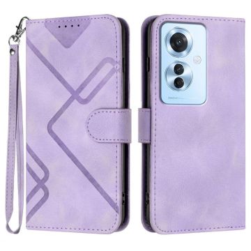 For OPPO Reno11 F / F25 Pro Line Pattern Skin Feel Leather Phone Case(Light Purple)