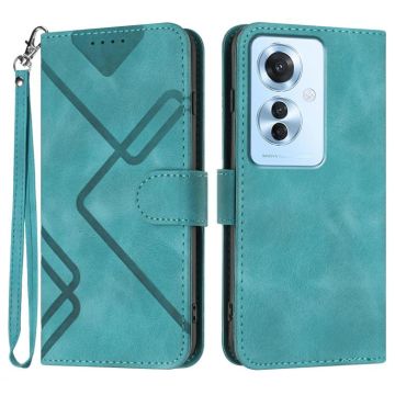 For OPPO Reno11 F / F25 Pro Line Pattern Skin Feel Leather Phone Case(Light Blue)