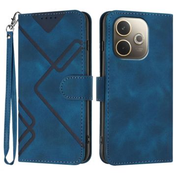 For OPPO A5 Pro 5G Line Pattern Skin Feel Leather Phone Case(Royal Blue)